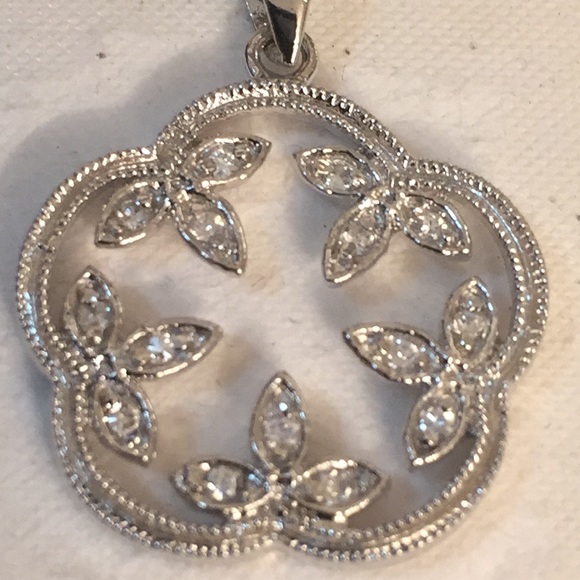 Jewelry - New Fleur de Lis Necklace Sterling with CZ NIB